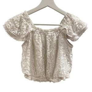 Abercrombie and Fitch White Lace Crop Shirt